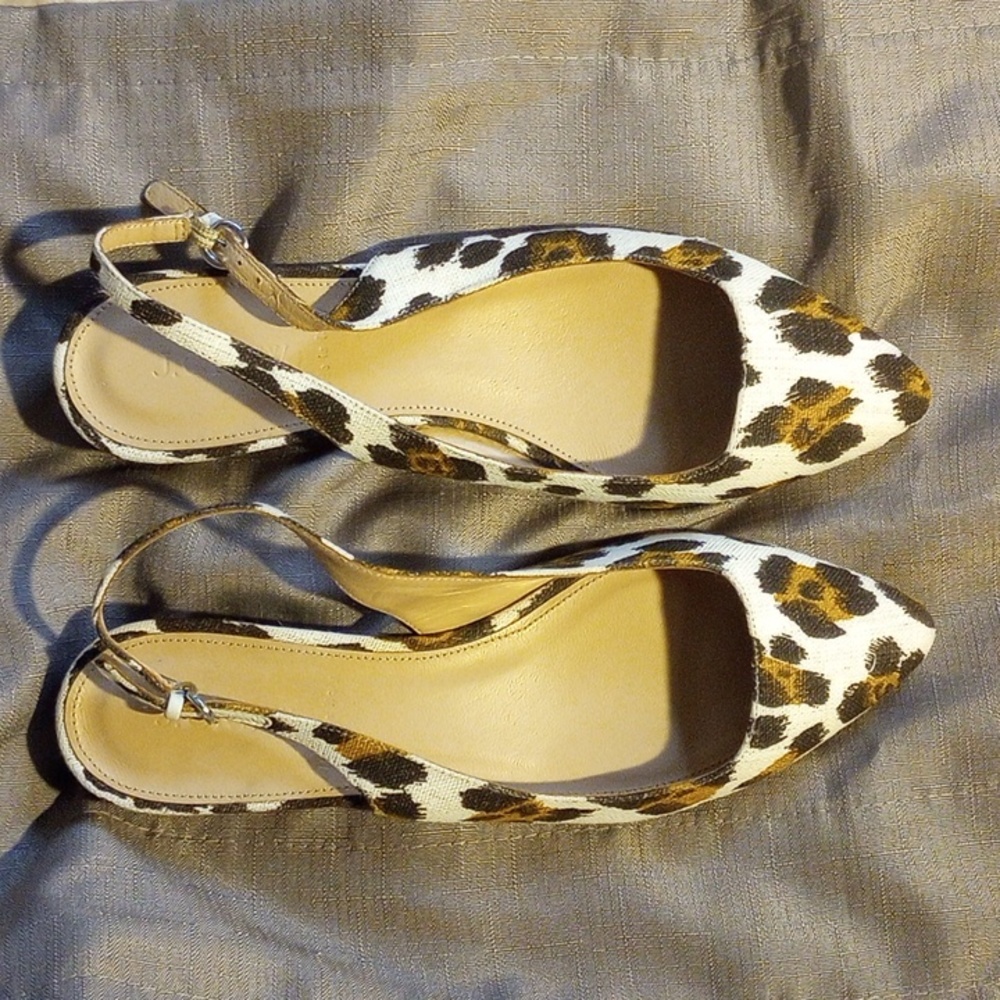 J. Crew Lucie Leopard Slingback Flats